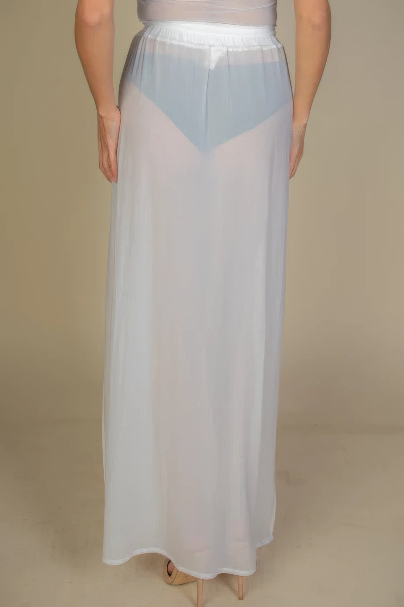 High Split Mesh Sheer Maxi Skirt