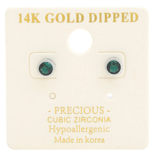 14k Gold Dipped Cz Round Earring